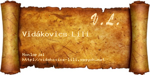 Vidákovics Lili névjegykártya